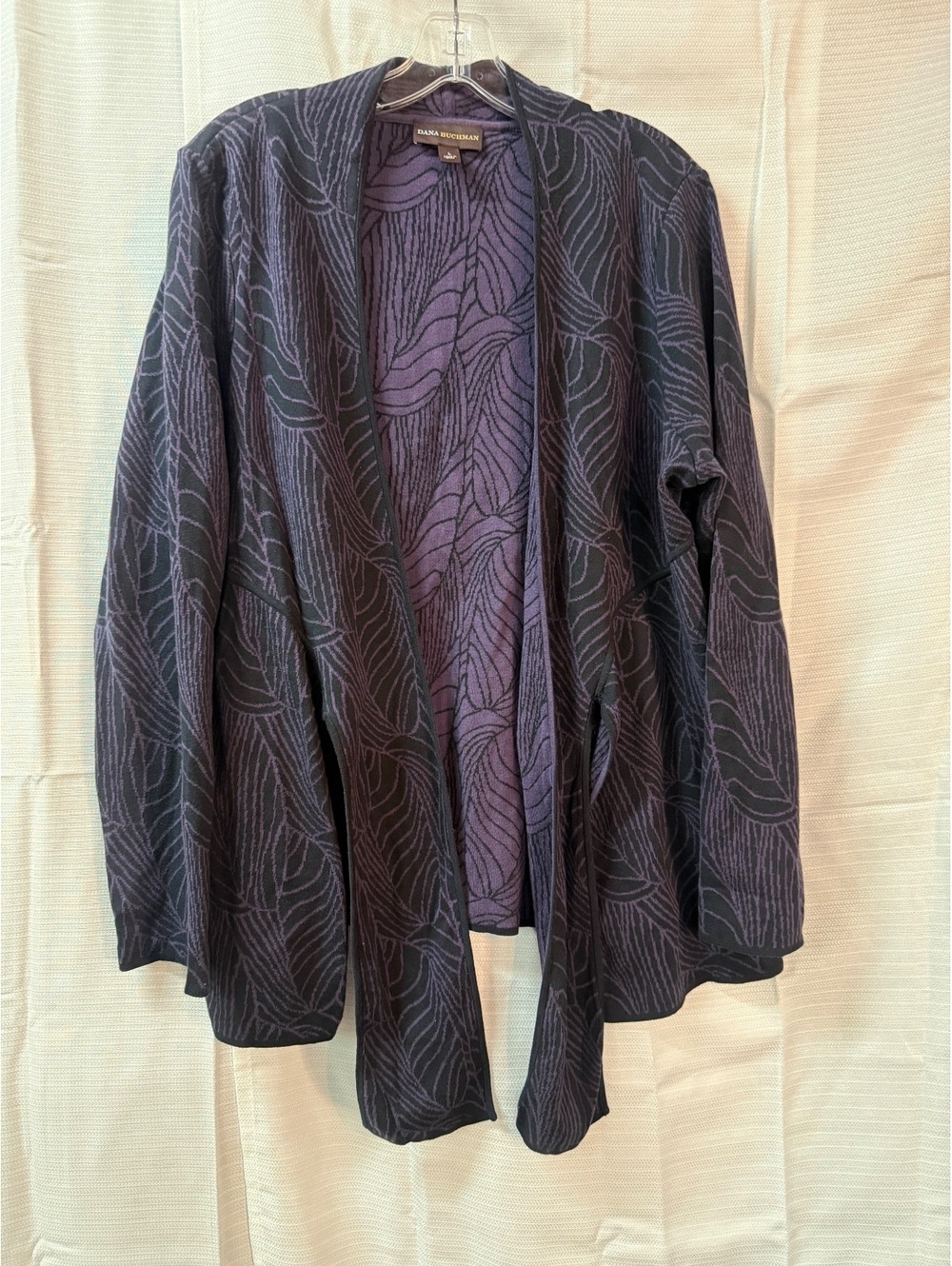 Dana Buchman Purple and Black Cotton Cardigan Size Large